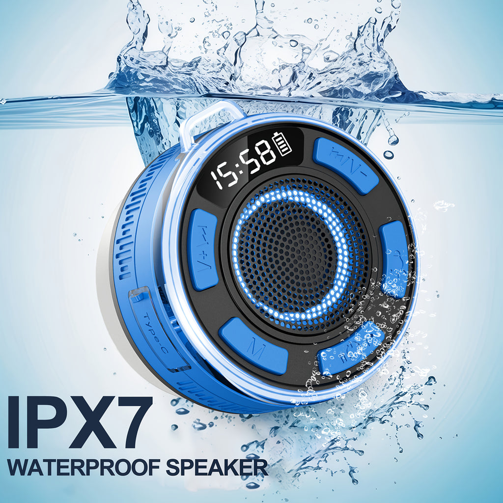 IPX7 Waterproof USB-C Rechargeable Bluetooth Shower Speaker