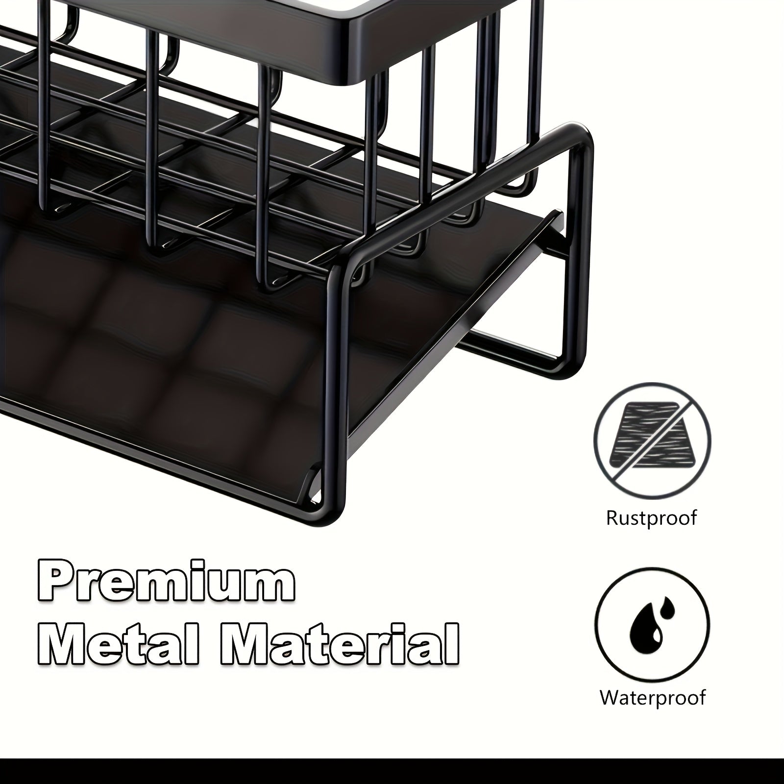 Heavy-Duty No-Drill Metal Sink Organizer (With Towel Rack)
