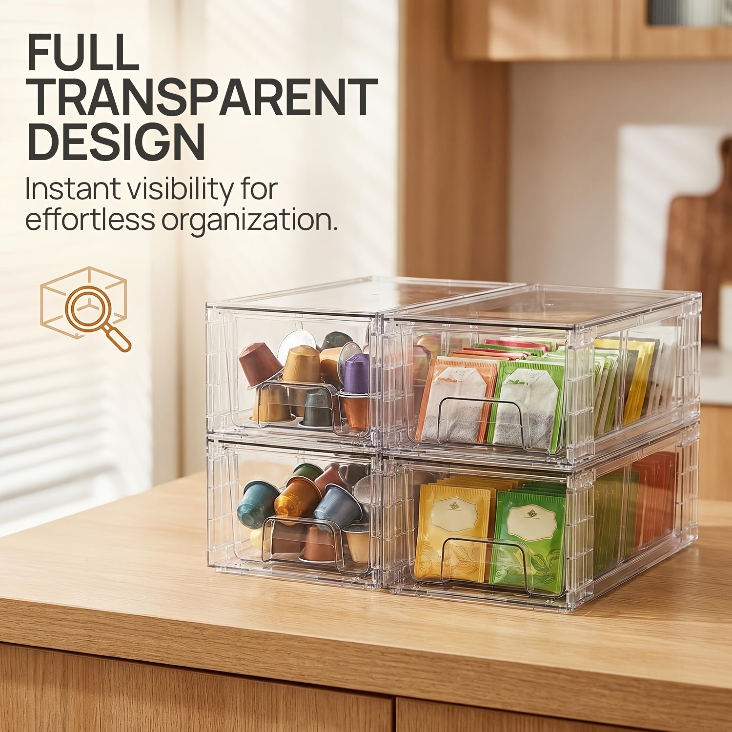 Clear Acrylic Stackable Drawer Bins With Handles