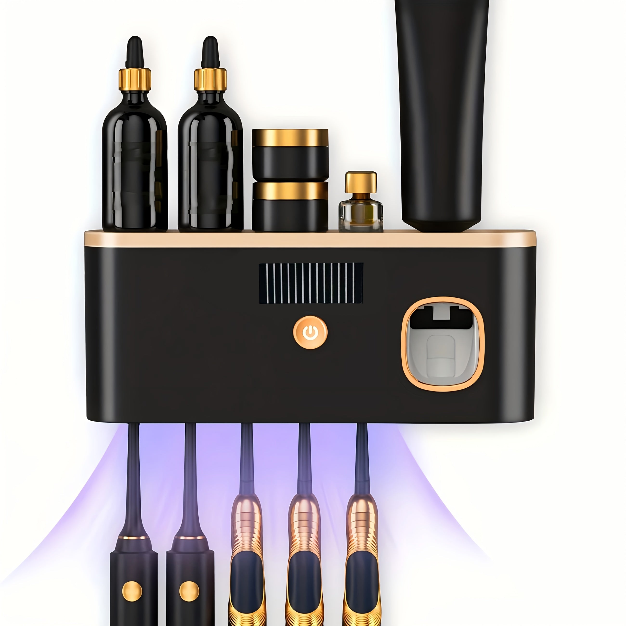 Wall-Mounted USB-Rechargeable Automatic Toothpaste Dispenser & Toothbrush Organizer (5-Slot)