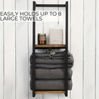 Space-Saving Two-Tier Wrought Iron & Wood Towel Rack