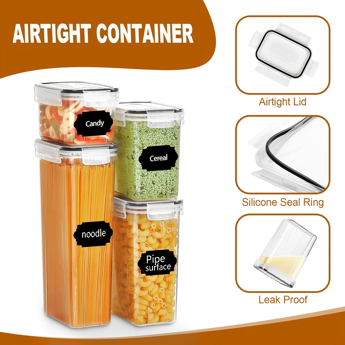 Airtight BPA-Free Flip-Top Food Storage Containers