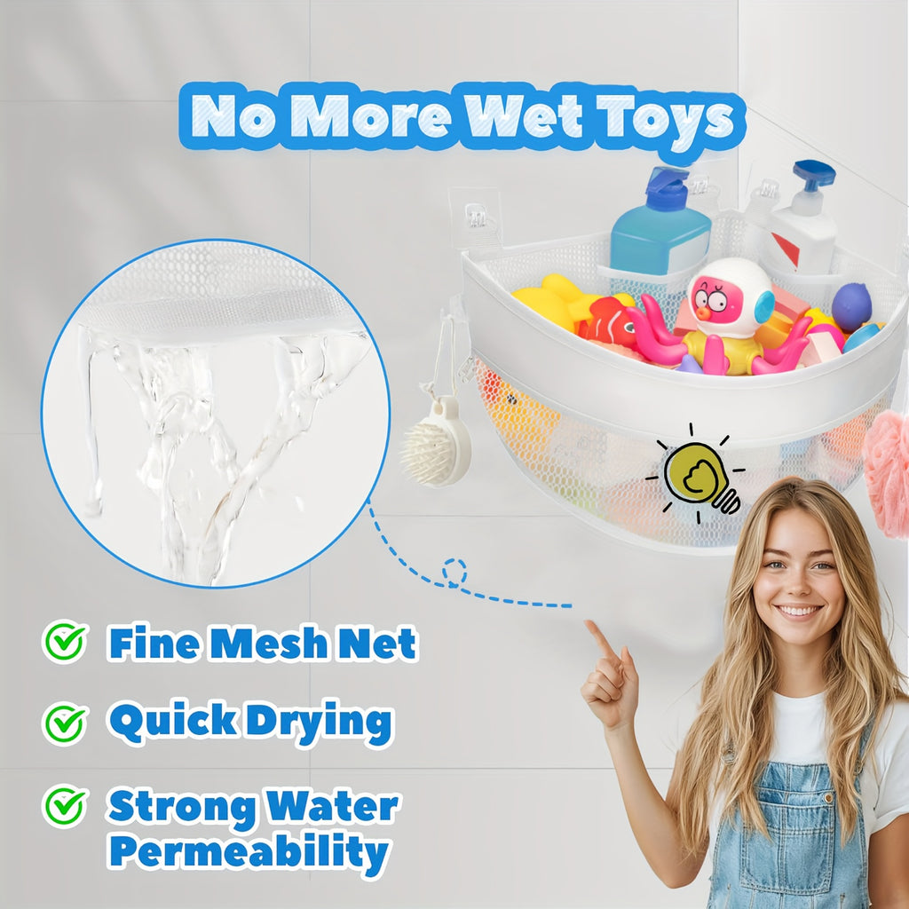 Quick-Dry & Multi-Pocket Hanging Bath Organizer (Adhesive Hooks)