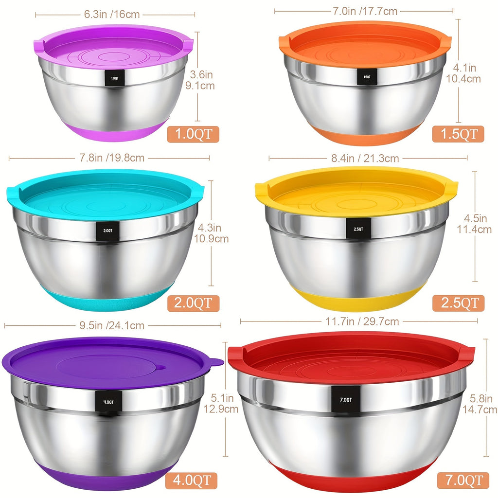Stainless Steel Airtight & Non-Slip Mixing Bowl Set (26-Piece)