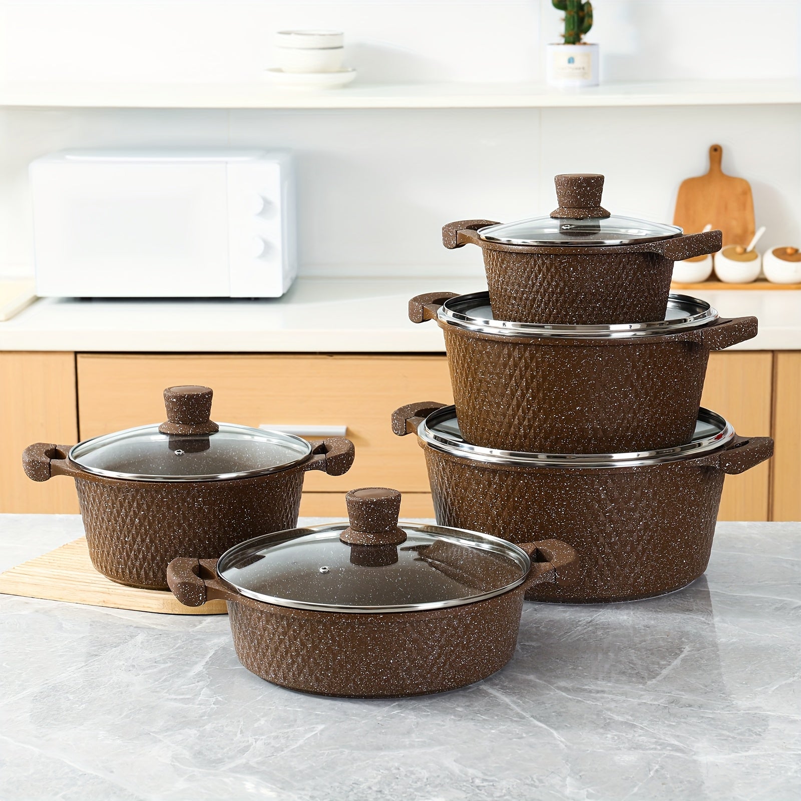 Stone-Coated Nonstick Aluminum Cookware Set (10-Piece)