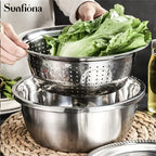 304 Stainless Steel Nesting Mixing Bowl Set (With Grater & Strainer Lids)