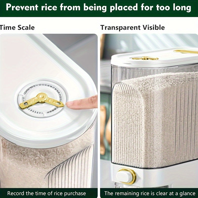 Large Capacity Airtight Rice Container (Measuring Cup & Time Markings)