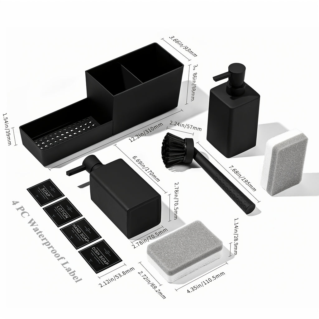Dual Pump Countertop Soap Dispenser & Sponge Holder