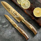 Titanium-Coated Alloy Steel Knife Set (7-Piece, Block & Sharpener)