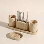 Textured Resin Three-Hole Toothbrush Holder