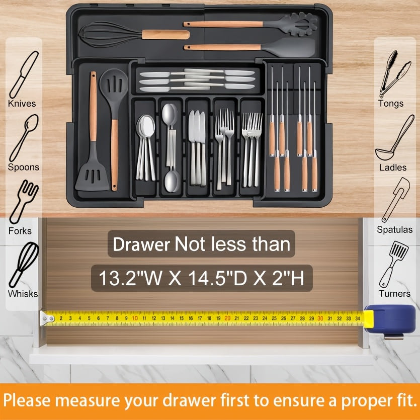 Expandable Tension-Mount Silverware Organizer (Removable Knife Blocks)