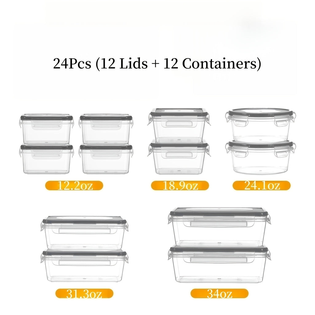 Airtight Latch & Microwave-Safe Food Storage Container Set (Set of 48)