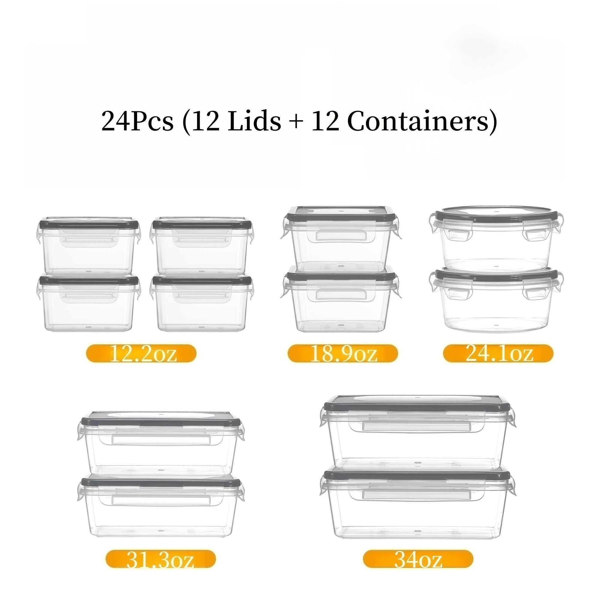 Airtight Latch & Microwave-Safe Food Storage Container Set (Set of 48)