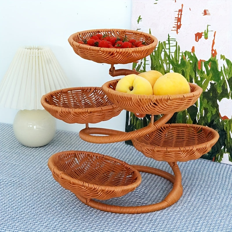 Food-Safe Stackable Rattan-Style Fruit & Snack Basket