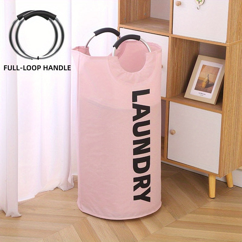 Extra Large Foldable Waterproof Laundry Hamper (Aluminum Loop Handle)