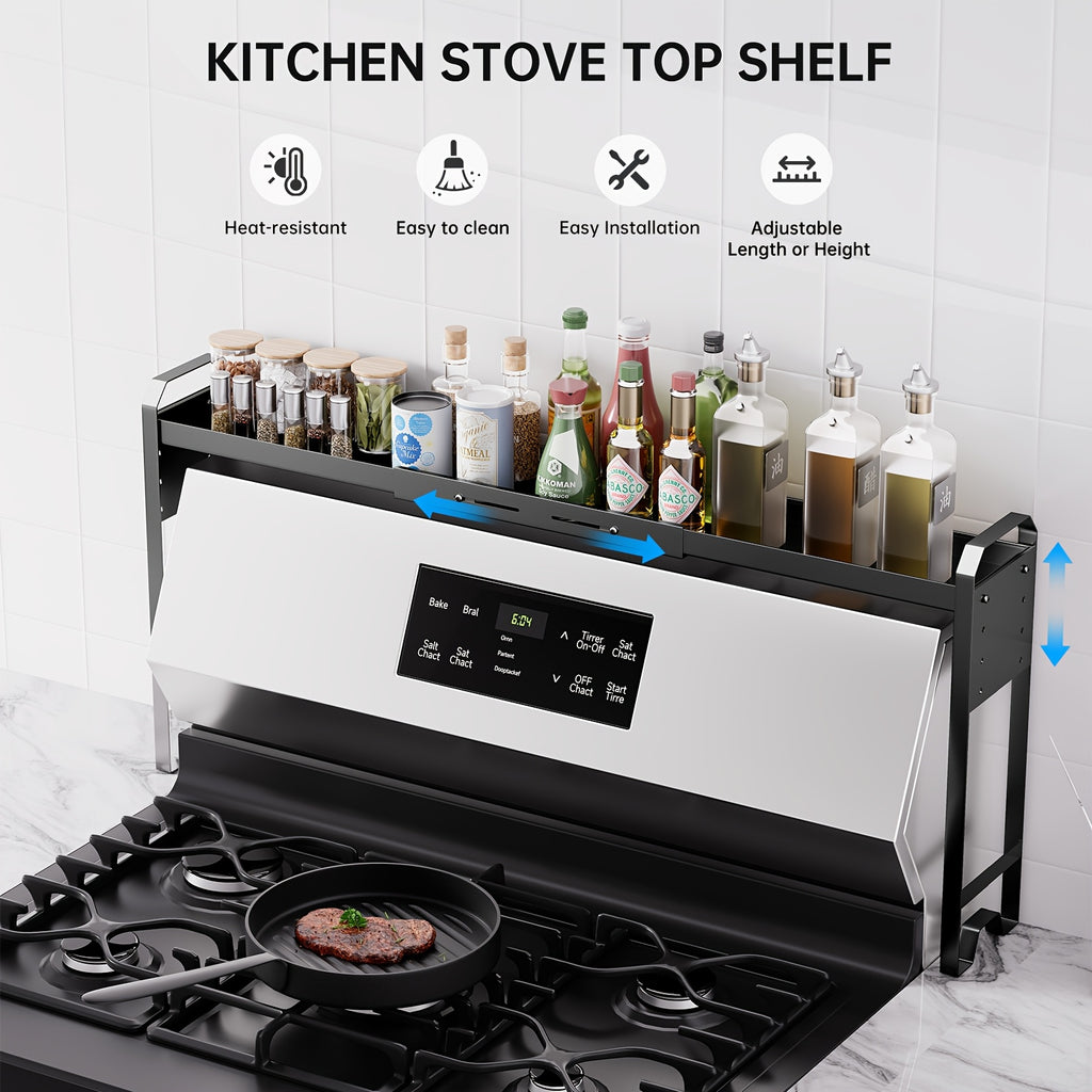 Expandable & Adjustable Powder-Coated Stove Shelf