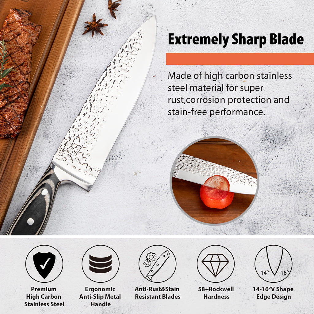 High-Carbon 304 Stainless Steel & Dishwasher-Safe Knife Set (15-Piece)