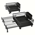 Extendable & Foldable Stainless Steel Dish Drying Rack (With Utensil Holder)