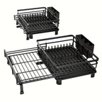 Extendable & Foldable Stainless Steel Dish Drying Rack (With Utensil Holder)