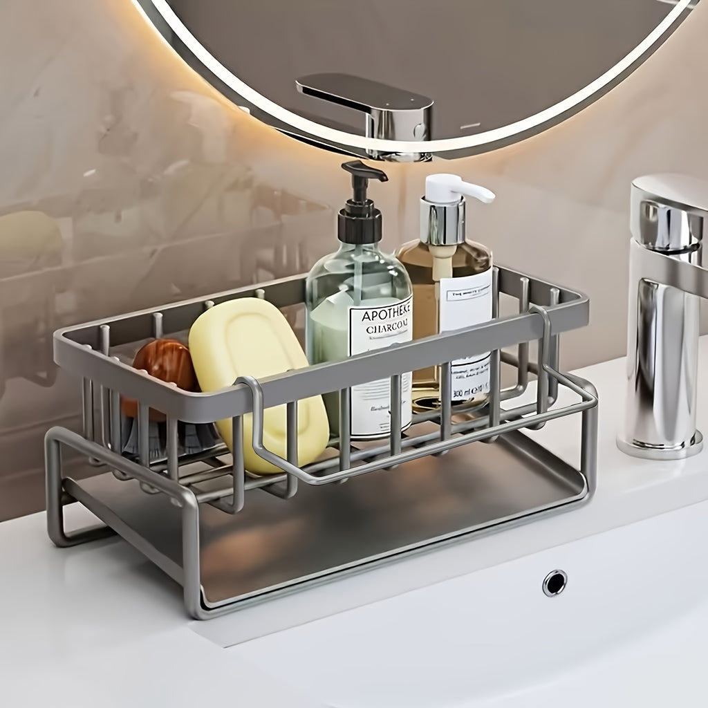 Heavy-Duty No-Drill Metal Sink Organizer (With Towel Rack)