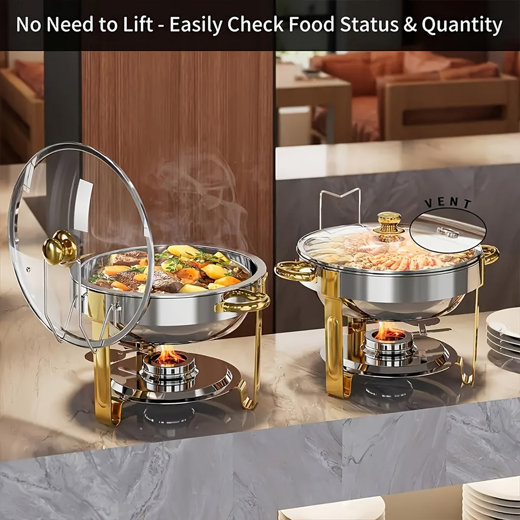 Titanium-Plated Stainless Steel Buffet Hot Pot Set (95% Pre-Assembled)