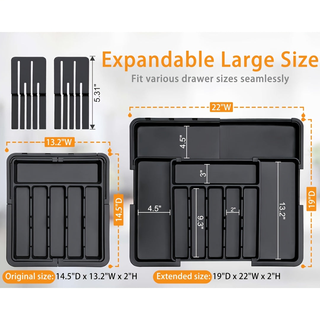 Expandable Tension-Mount Silverware Organizer (Removable Knife Blocks)