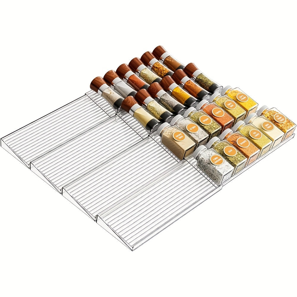 Expandable & Retractable Transparent Acrylic Spice Organizer (2-Tier)