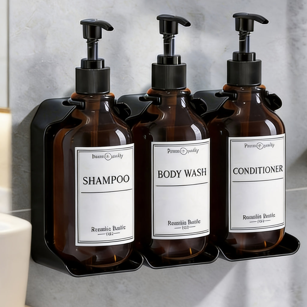 No-Drill & Easy-Refill 3-Chamber Shower Dispenser (16oz Chambers)