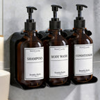 No-Drill & Easy-Refill 3-Chamber Shower Dispenser (16oz Chambers)