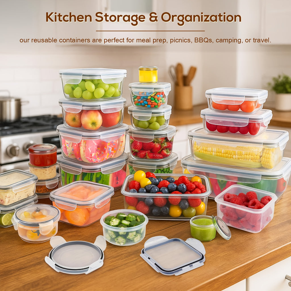 Airtight Latch & Microwave-Safe Food Storage Container Set (Set of 48)