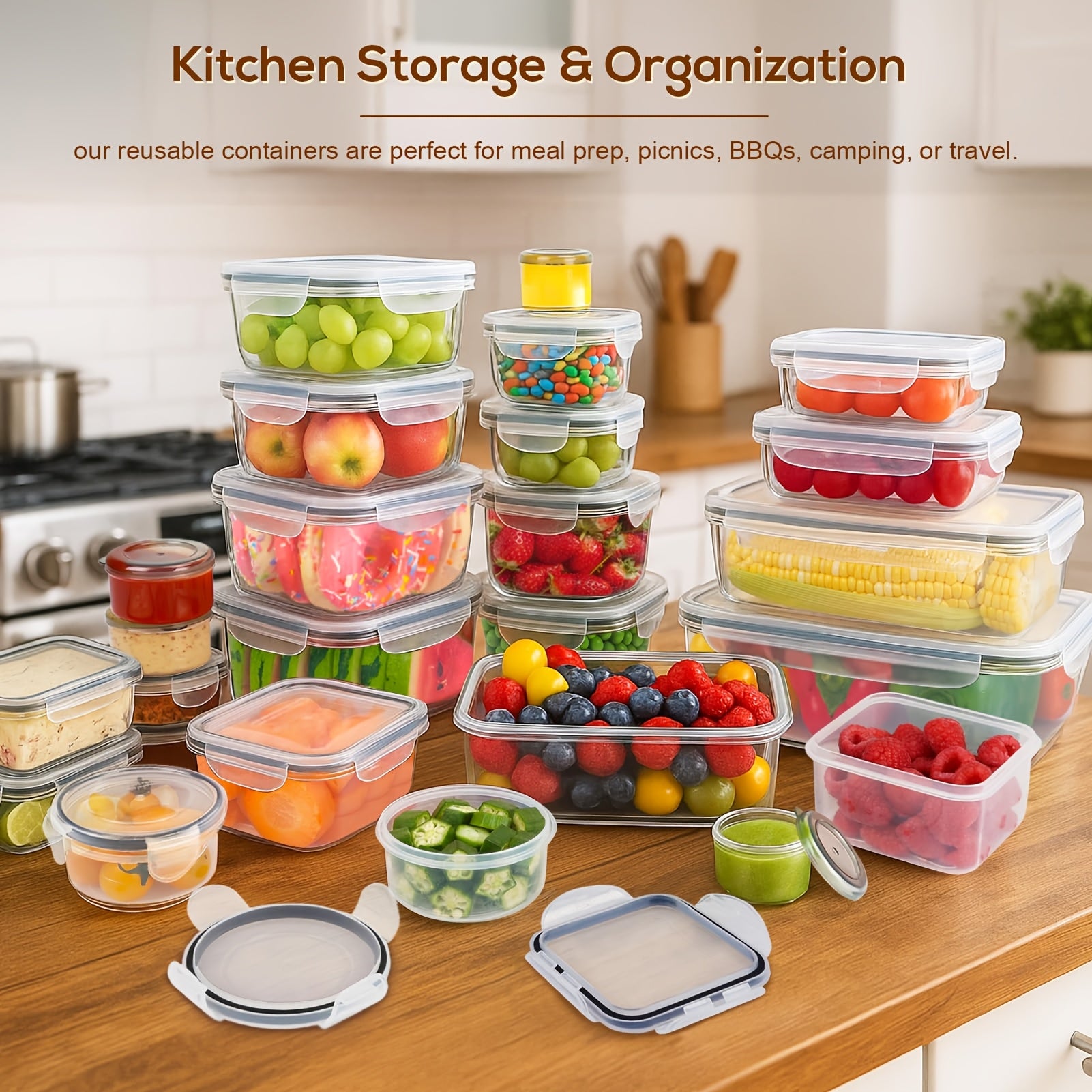 Airtight Latch & Microwave-Safe Food Storage Container Set (Set of 48)