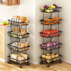 Stackable Metal Fruit & Veg Basket (4/5-Layer, Wheels)