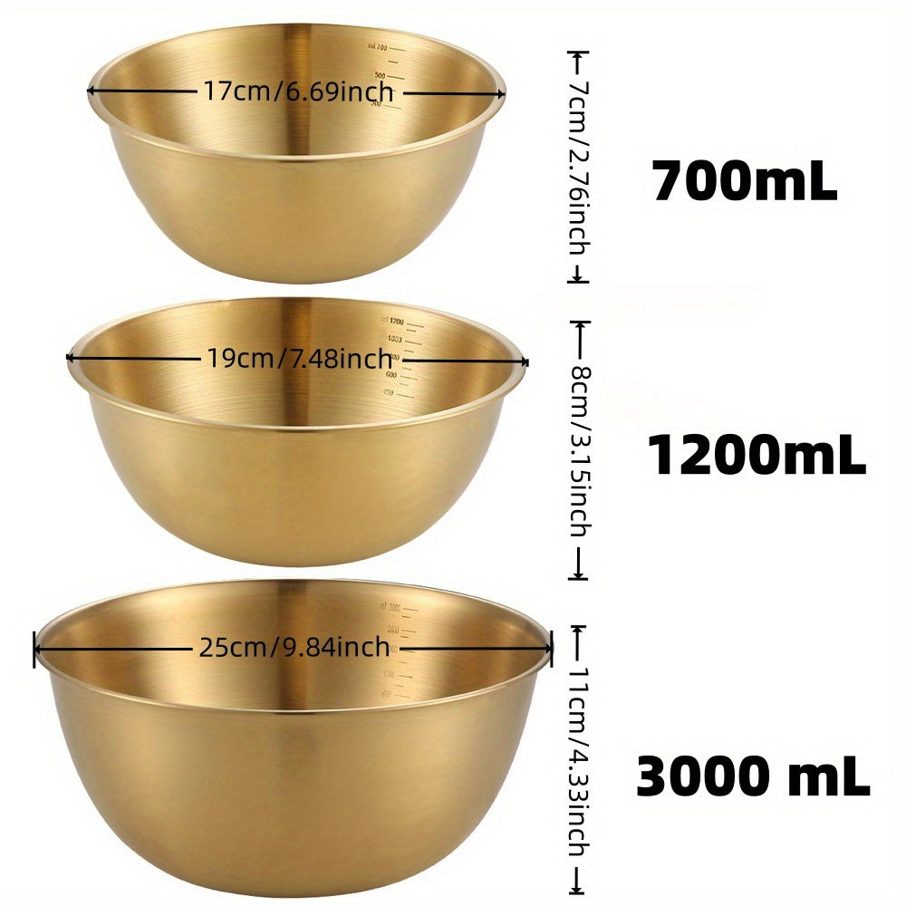 201 Stainless Steel Oven-Safe Mixing Bowls (Set of 3)