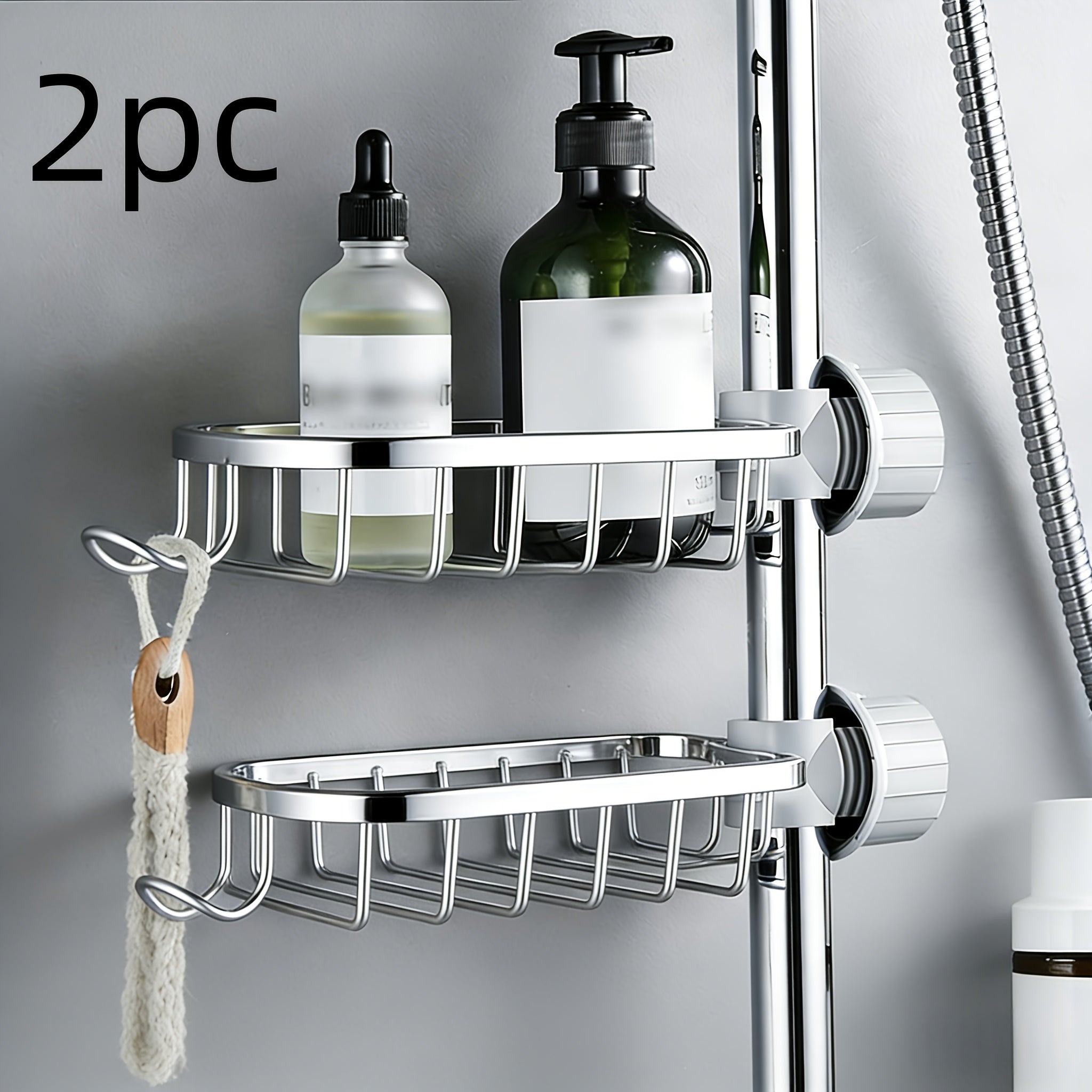 Space-Saving Corrosion-Resistant Hanging Shower Rack (Set of 2)