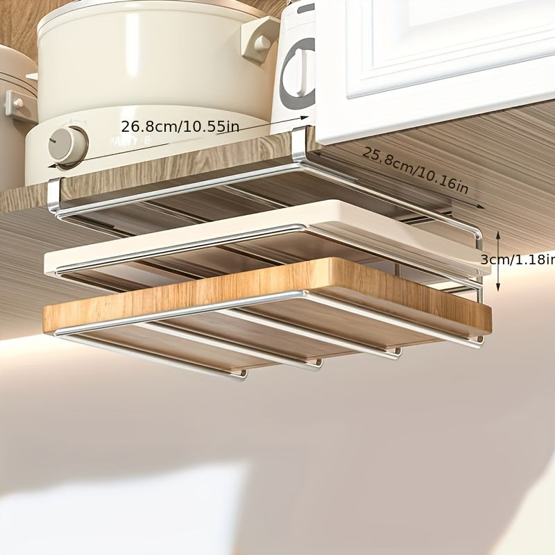 Space-Saving Stainless Steel Under-Cabinet Storage Rack