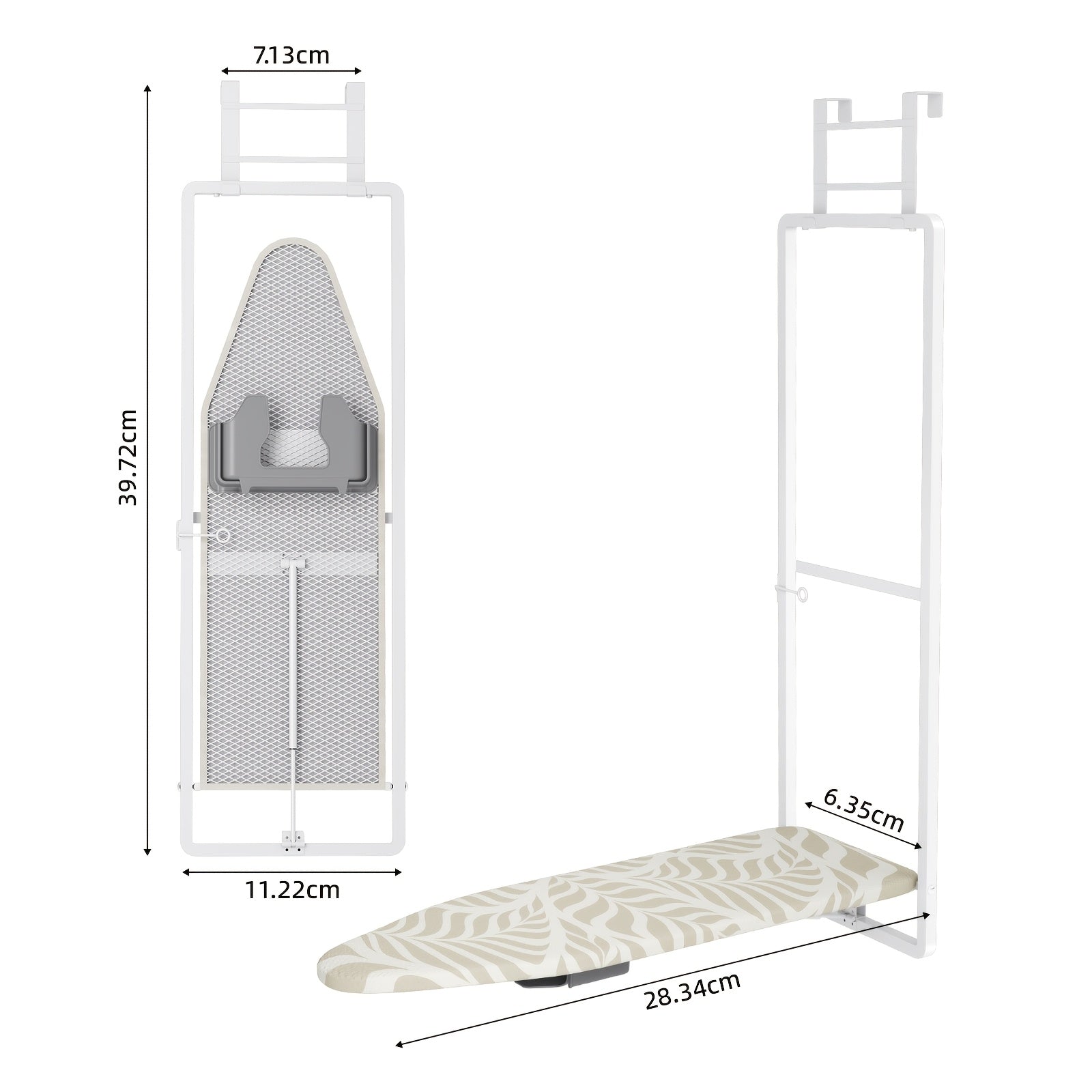 Space-Saving Heat-Resistant Fold-Down Ironing Board (Over-Door)