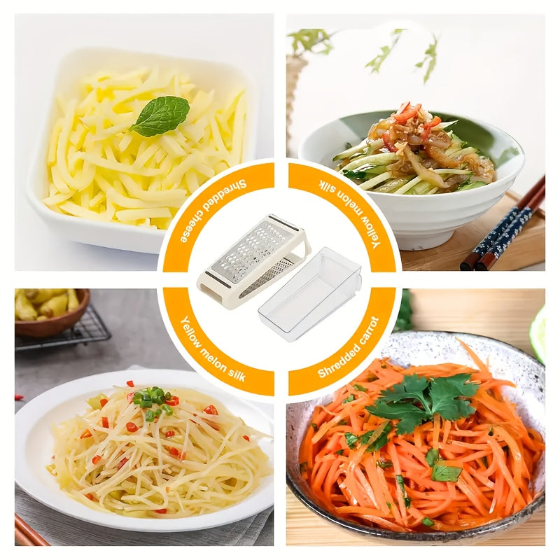 Double-Sided Stainless Steel Grater (Built-In Container)