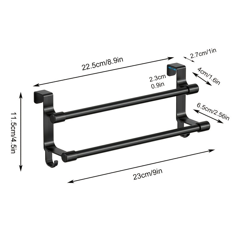 Over-Cabinet No-Drill Double-Bar Towel Rack