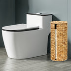 Vertical Woven Rattan Toilet Paper Storage Basket (With Lid)