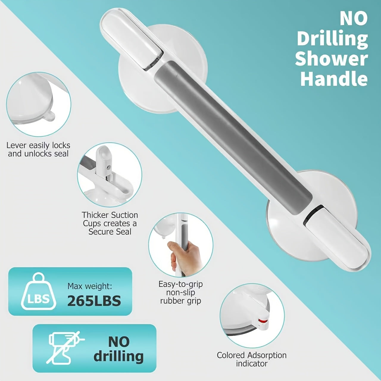 No-Drill Suction Non-Slip Grab Bar