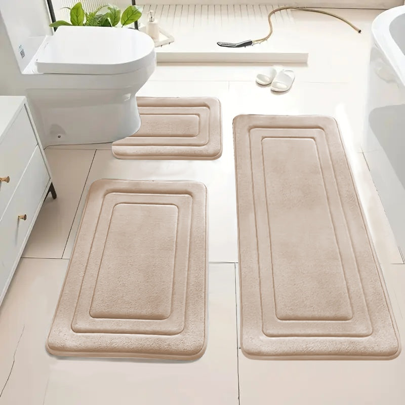 Ultra Absorbent & Non-Slip Polyester Bath Mat Set (Set of 3)