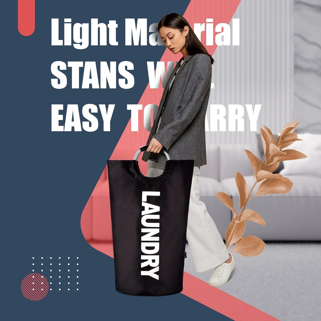 Extra Large Foldable Waterproof Laundry Hamper (Aluminum Loop Handle)