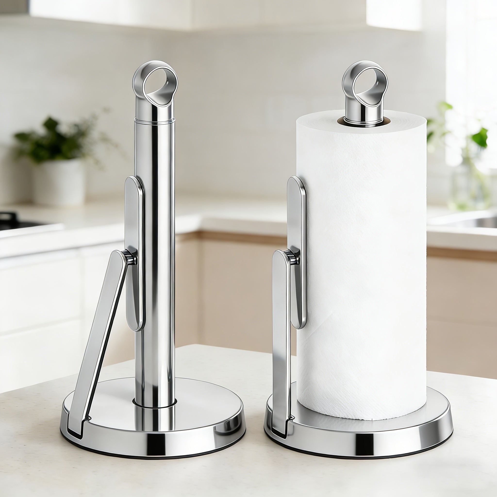 Heavy-Duty Stainless Steel Tension Arm Paper Towel Holder (Countertop)