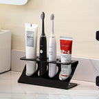 Space-Saving Freestanding Plastic Toothbrush Holder & Drain Rack