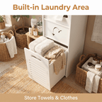 Space-Saving Multi-Tier Floor-Mounted Corner Bathroom Shelf (With Pull-Out Laundry Basket)