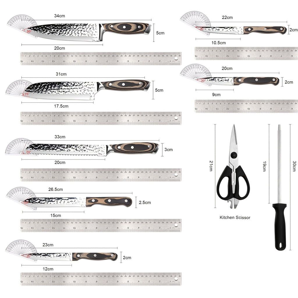 High-Carbon 304 Stainless Steel & Dishwasher-Safe Knife Set (15-Piece)