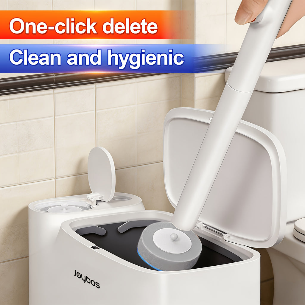 Space-Saving Pull-Out Trash Can & Toilet Brush Set (With Disposable Heads)