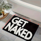 Soft Flannel Absorbent & Machine-Washable Bathroom Mat (Get Naked Print)