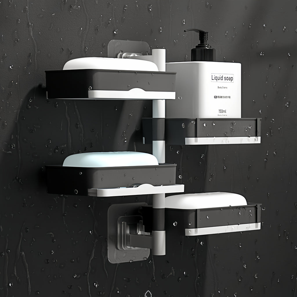 No-Drill 180° Rotating Quick-Drain Soap Organizer