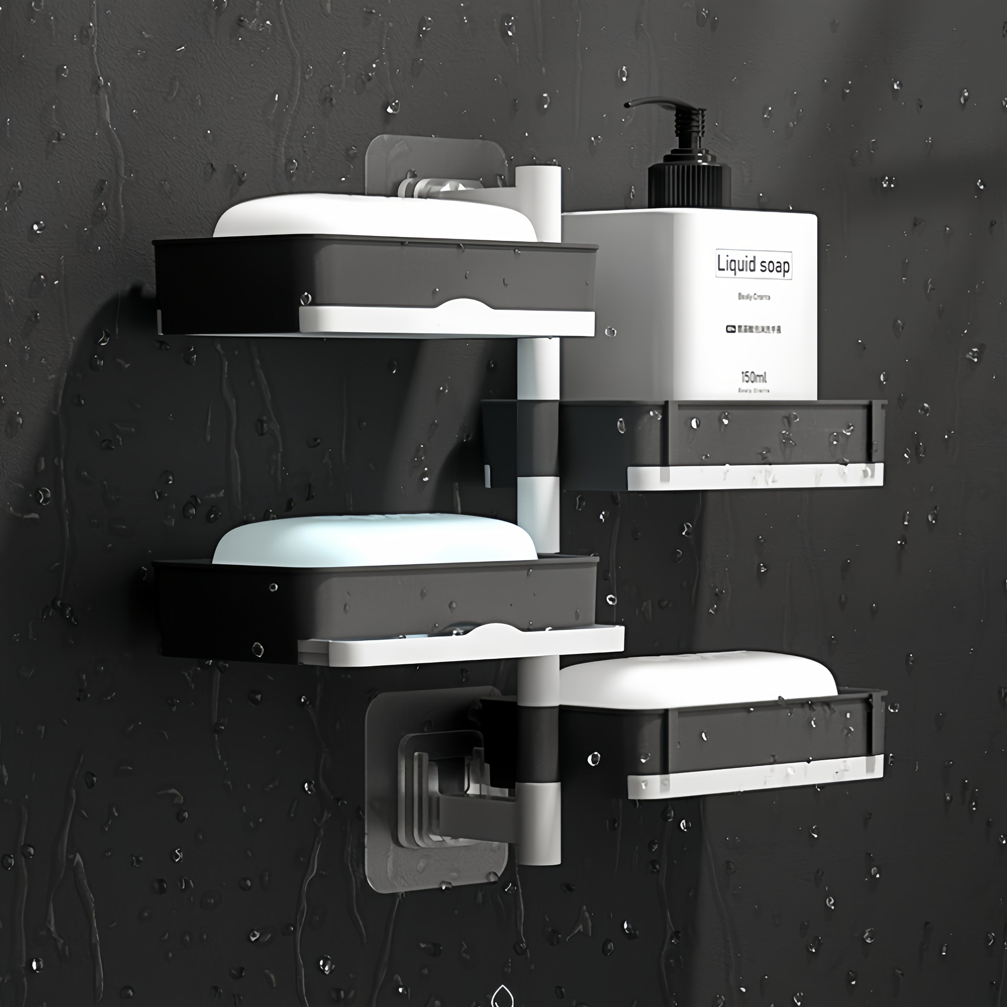 No-Drill 180° Rotating Quick-Drain Soap Organizer